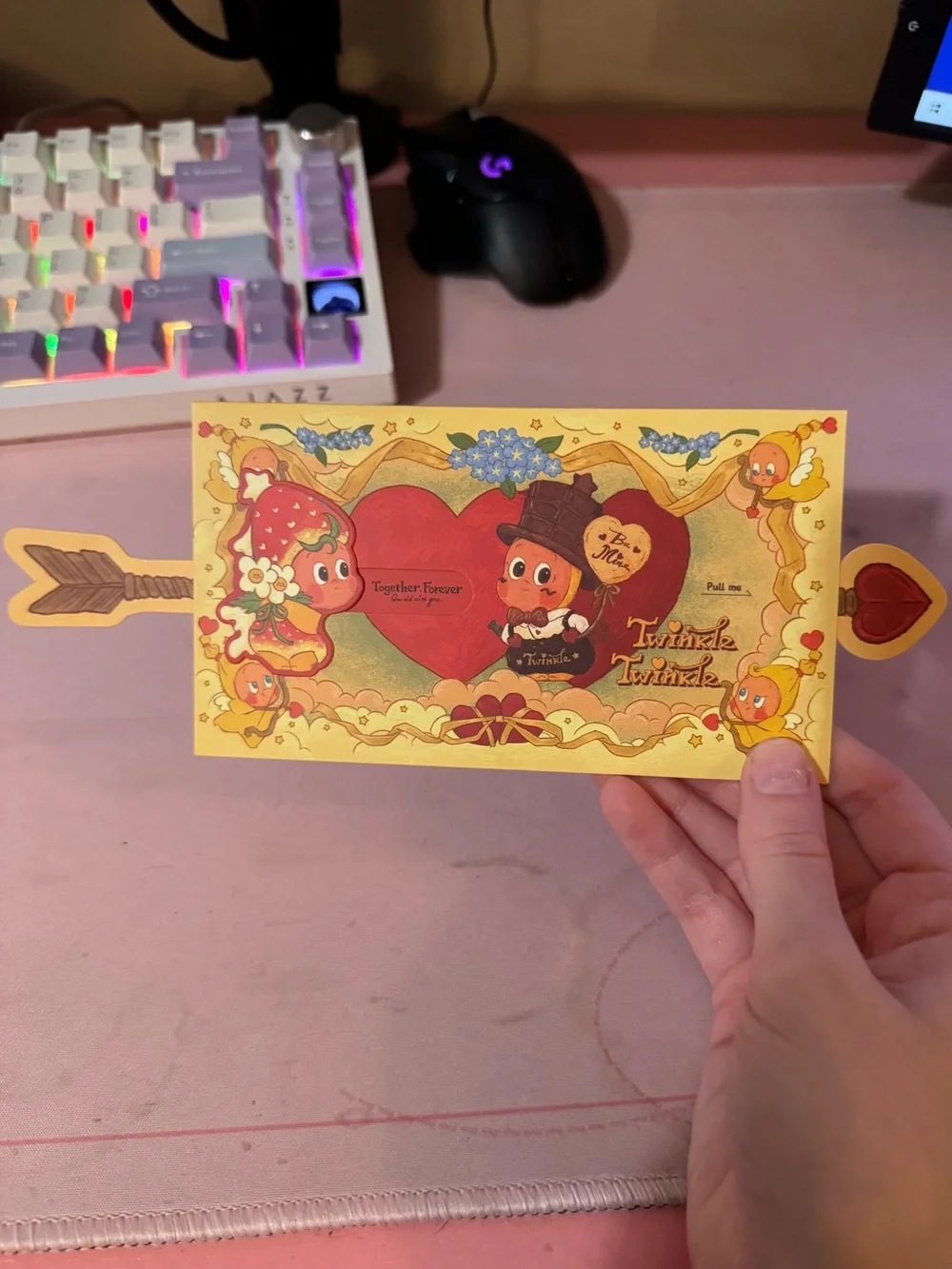 Twinkle Twinkle Decorative Love Arrow Card - Yellow & Red